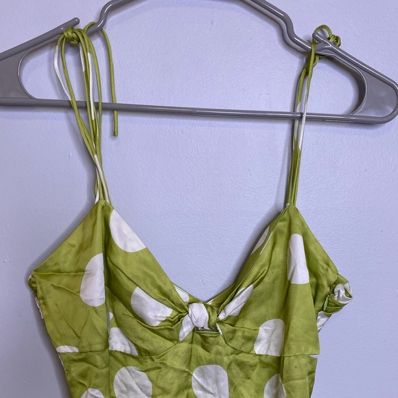 For Love and Lemons Green and White Polkadot Adira Mini Dress Size Large - Picture 7 of 16